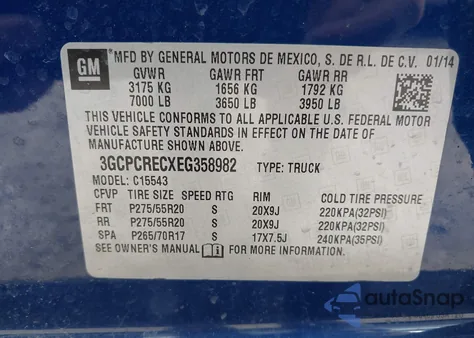 2014 Chevrolet Silverado 1500 1Lt z USA, uszkodzony, nr VIN 3GCPCRECXEG358982